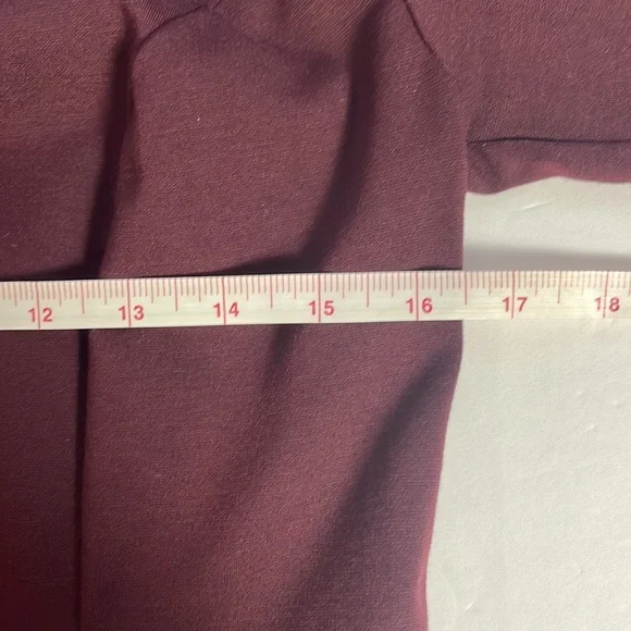 Talbots Ponte Knit 3/4 Sleeves Plum Burgundy Dress Cowl Neck Midi Stretch Size 8 - Picture 14 of 16